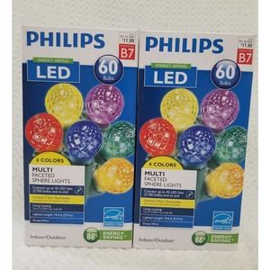 LOT 2 Philips Multicolor 60 Bulb Sphere LED Lights Indoor Outdoor Energy Saving